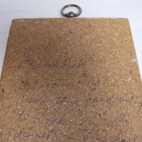 Vintage Navajo "Hunchback Medicine Man"  Sand Art w/ Tribal Figure Design 12"x6" - Picture 4 of 10